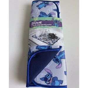 2 Pack Disney Stitch All Over Dish Drying Mats 18" x 16" Kitchen NEW